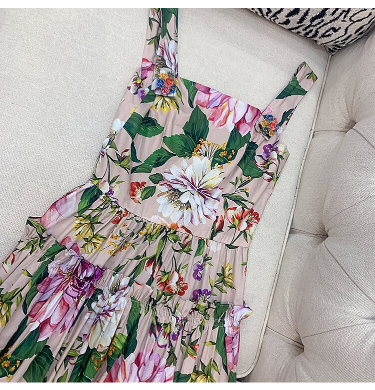 Sicily Spaghetti Strap Summer Floral Dress