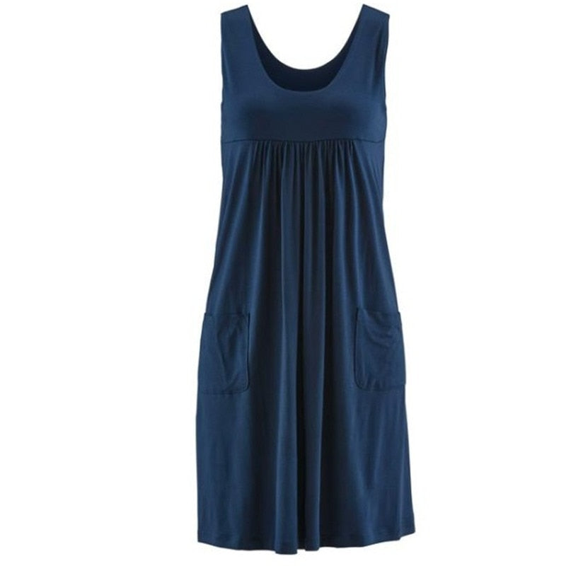 Fashion striped dress loose simple sleeveless dress