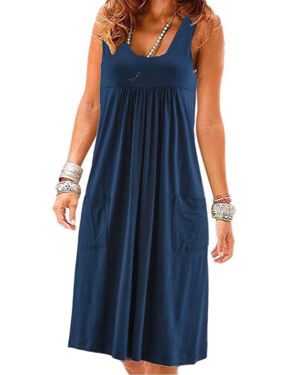 Fashion striped dress loose simple sleeveless dress
