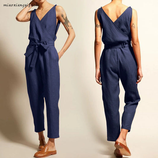 V-neck Casual Combination Oversized Jumpsuit