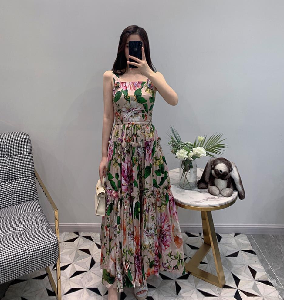 Sicily Spaghetti Strap Summer Floral Dress