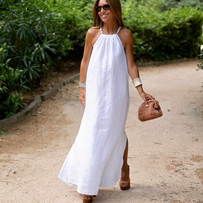 Halter Cotton Linen Long Bohemian