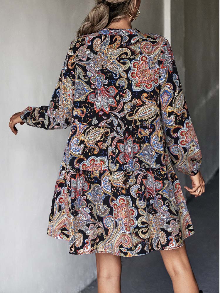 Floral Print Dress Loose Midi