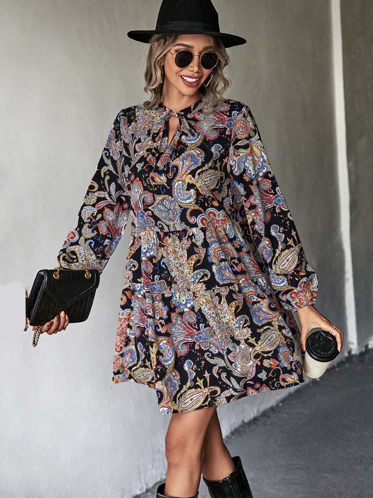 Floral Print Dress Loose Midi