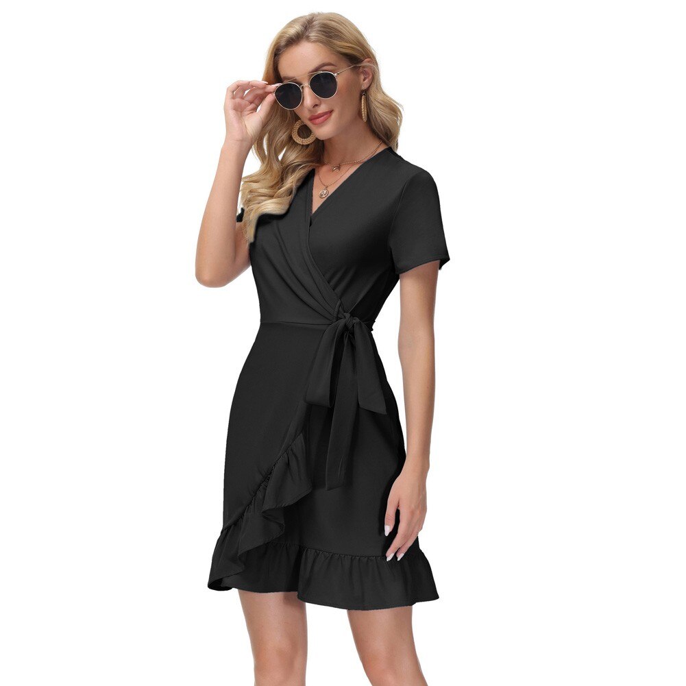 Front Wrap Dress Short Belt