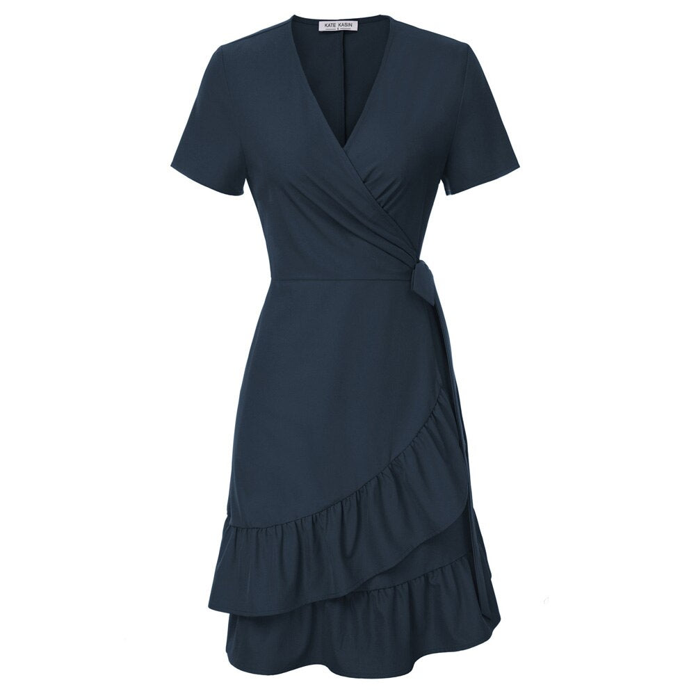 Front Wrap Dress Short Belt