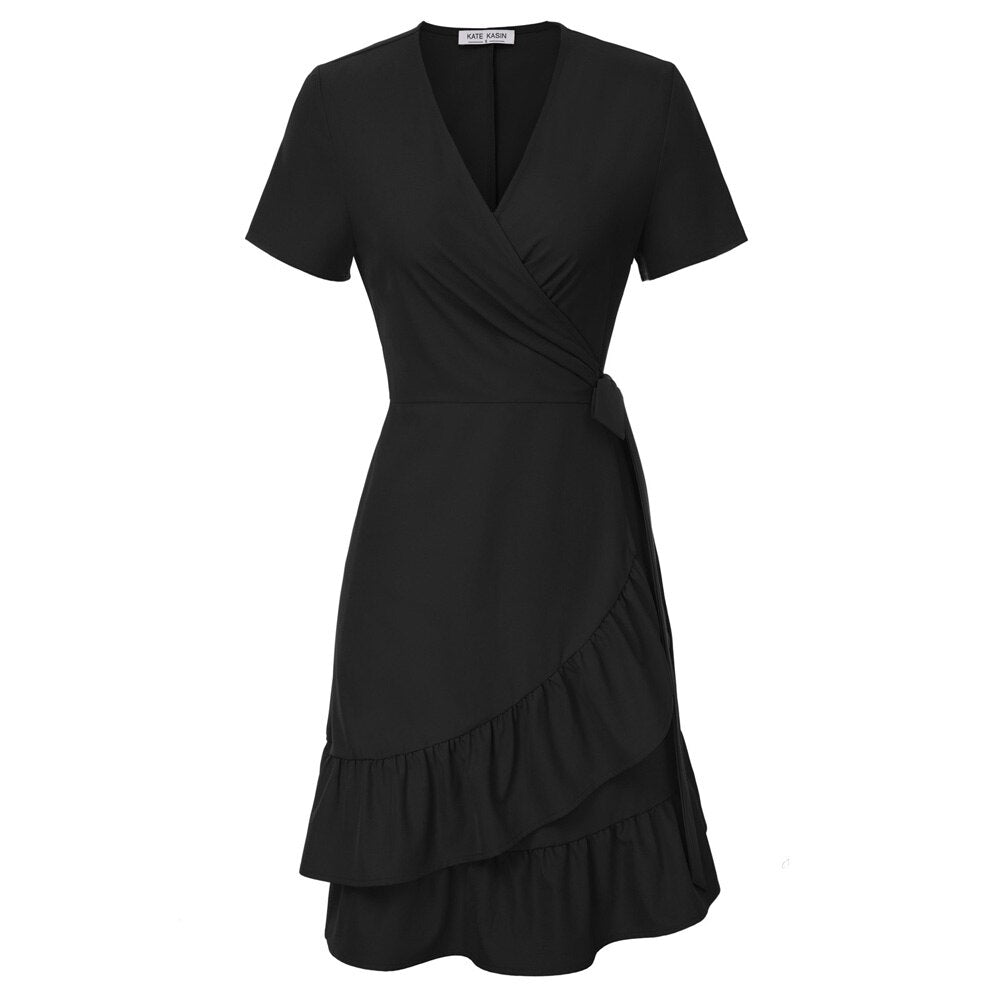Front Wrap Dress Short Belt