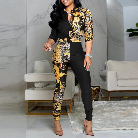 Women Jumpsuit Vintage Print