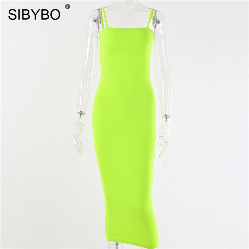 Sibybo Spaghetti Strap Backless Long Dress