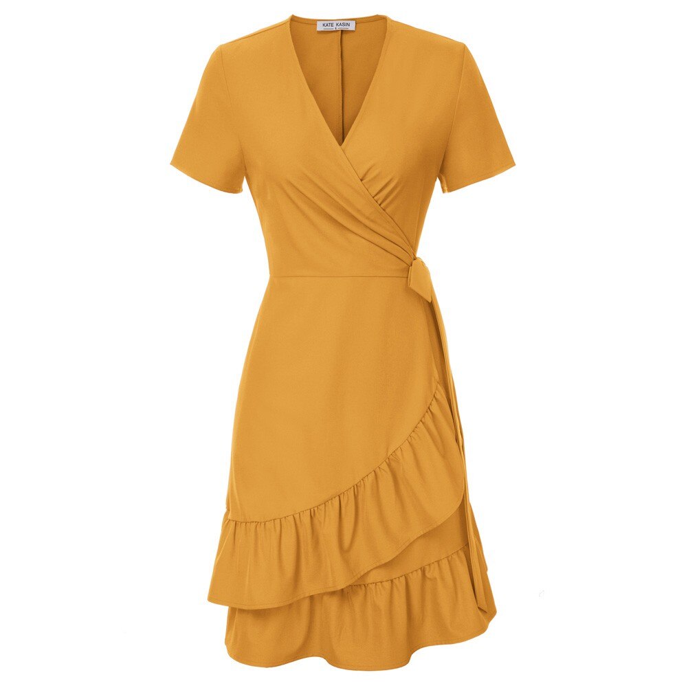 Front Wrap Dress Short Belt