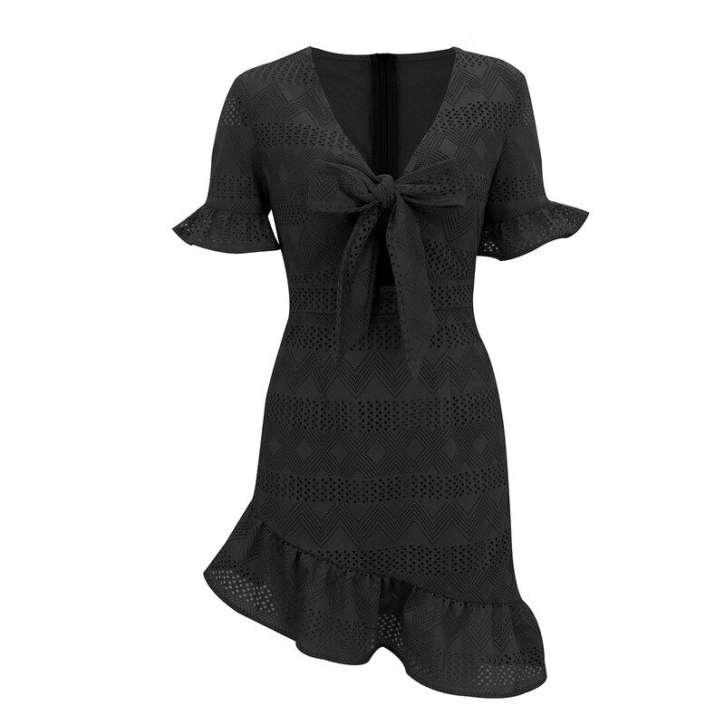 Hollow Out Ruffles Boho Dress Summer Dress