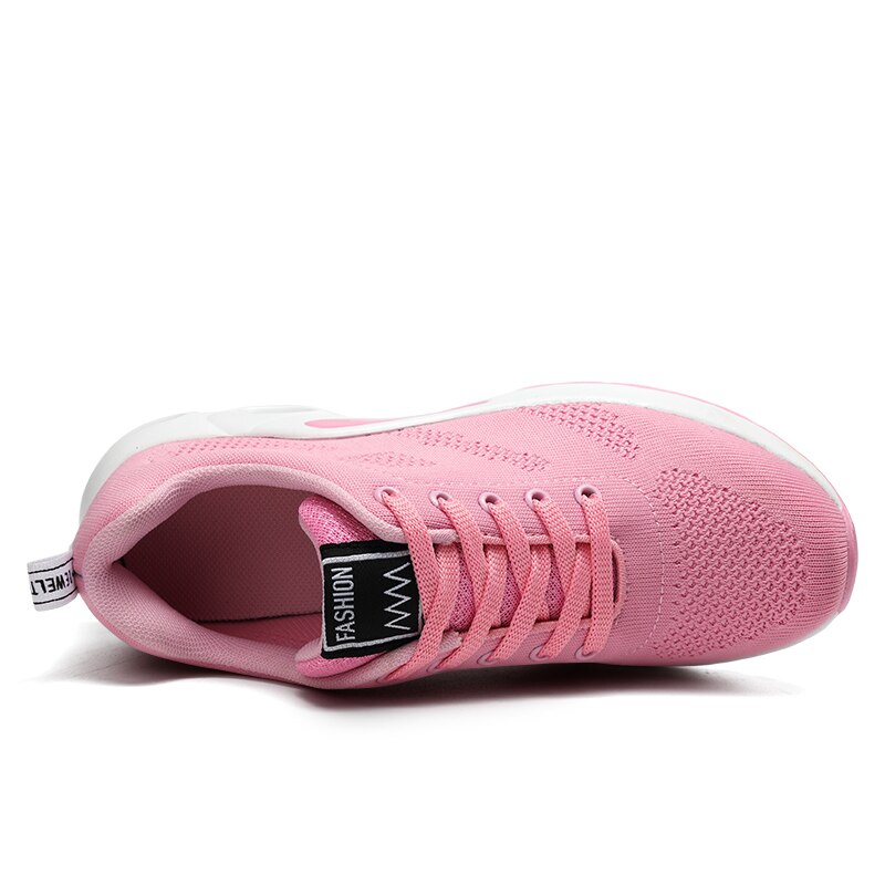Women Ladies Trainers Casual Mesh Sneakers Pink Flat Shoes Lightweight Soft Sneakers Breathable Footwear Basket Shoes Plus Size
