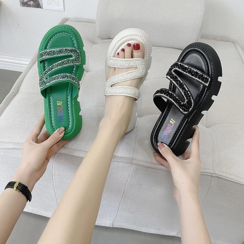 Platform Sequins Wedge Sandal