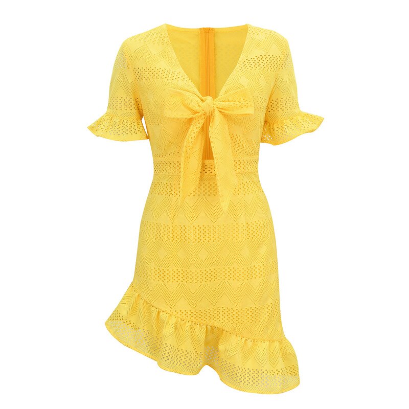 Hollow Out Ruffles Boho Dress Summer Dress