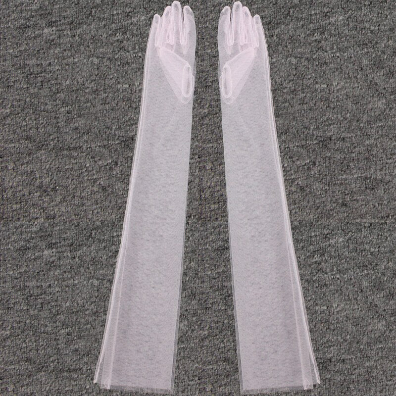 Women Transparent Thin Lace Elegant Tulle Long Gloves