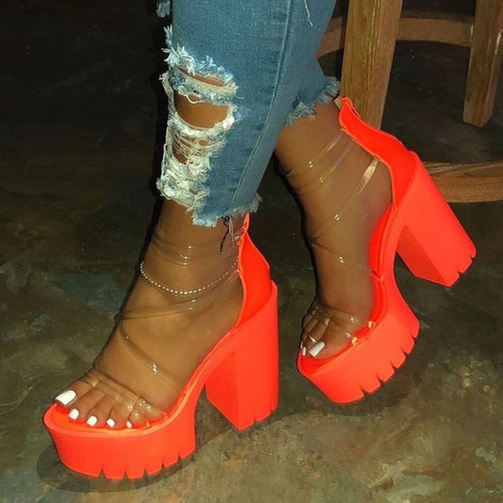 Platform Transparent Gladiator Sandals
