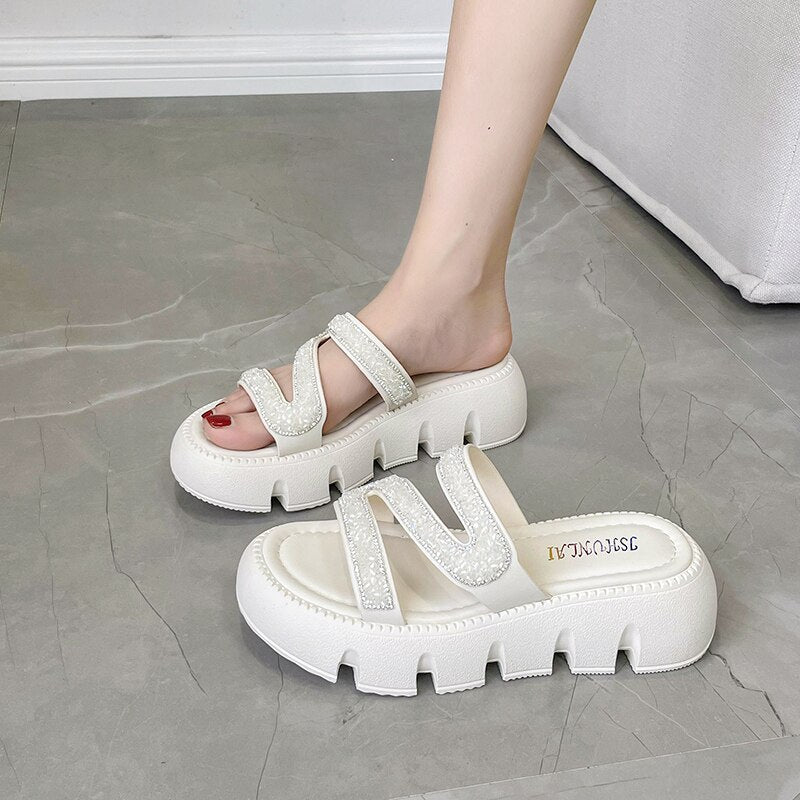 Platform Sequins Wedge Sandal