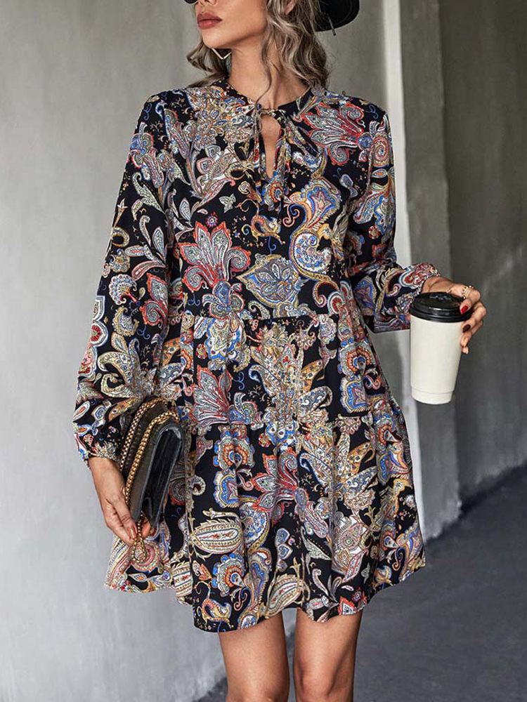 Floral Print Dress Loose Midi