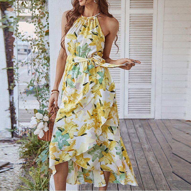 Tie Up Long Dress Off-Shoulder