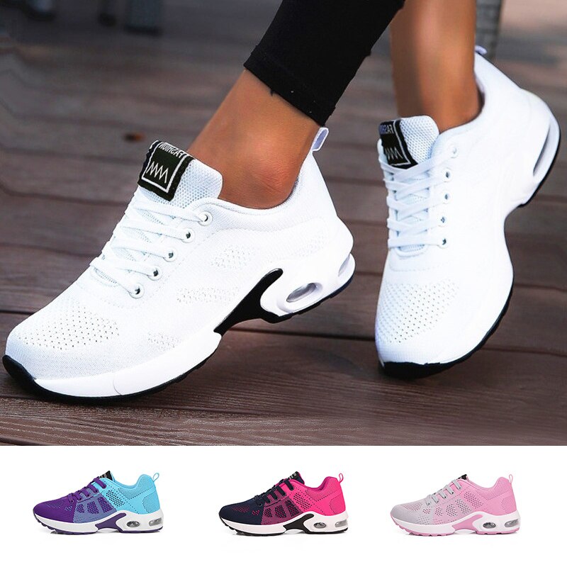 Women Ladies Trainers Casual Mesh Sneakers Pink Flat Shoes Lightweight Soft Sneakers Breathable Footwear Basket Shoes Plus Size