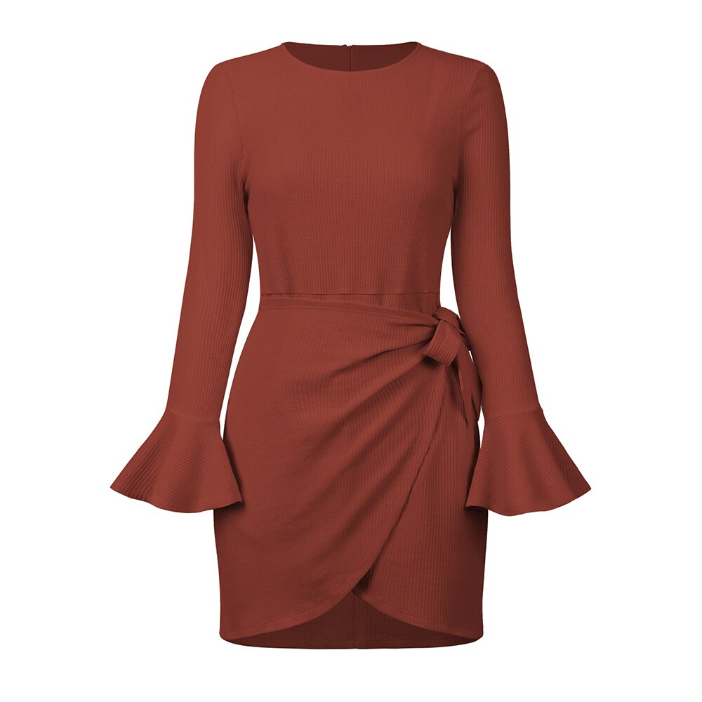 Women Mini Dress With Sashes Bodycon Dress