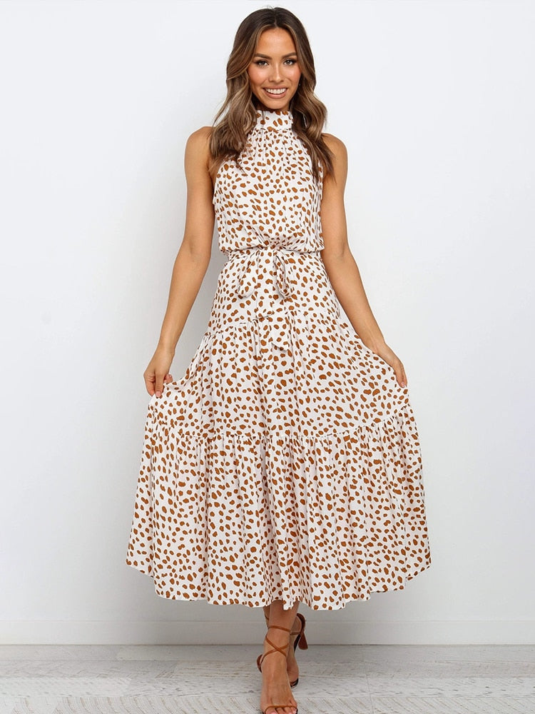 Polka Dot Casual Dresses Halter Strapless