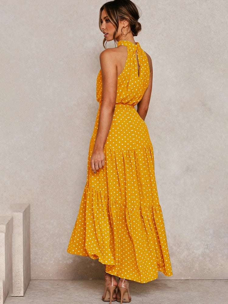 Polka Dot Casual Dresses Halter Strapless