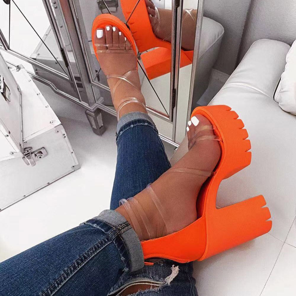 Platform Transparent Gladiator Sandals