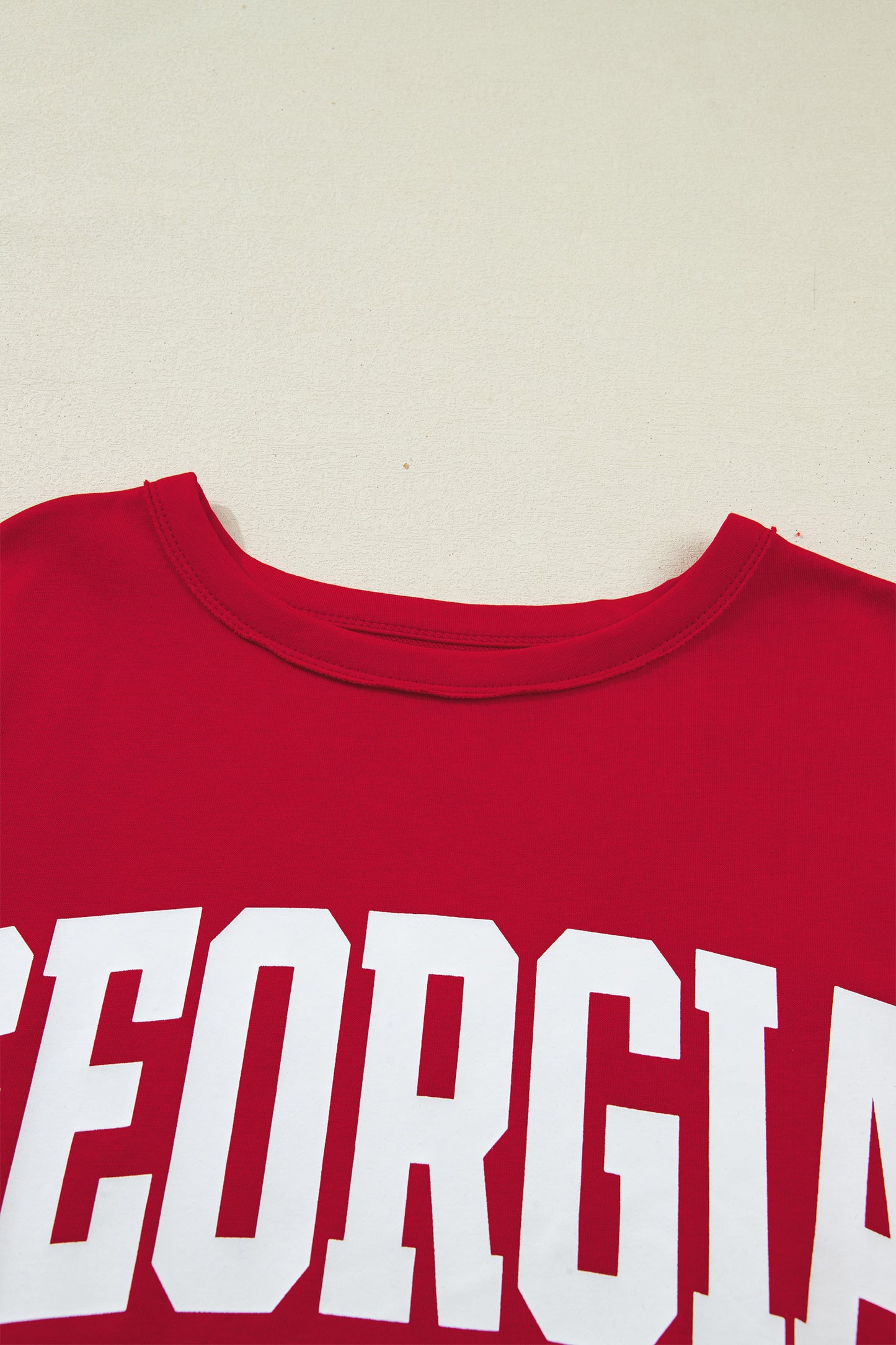 Racing Red GEORGIE Letter Printed Raw Seam Drop Shoulder Loose Tee