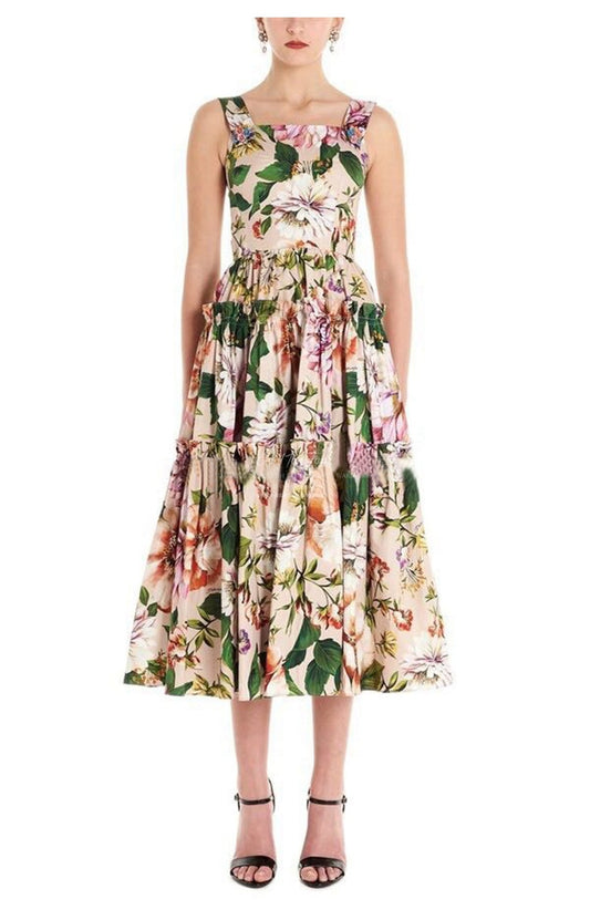 Sicily Spaghetti Strap Summer Floral Dress