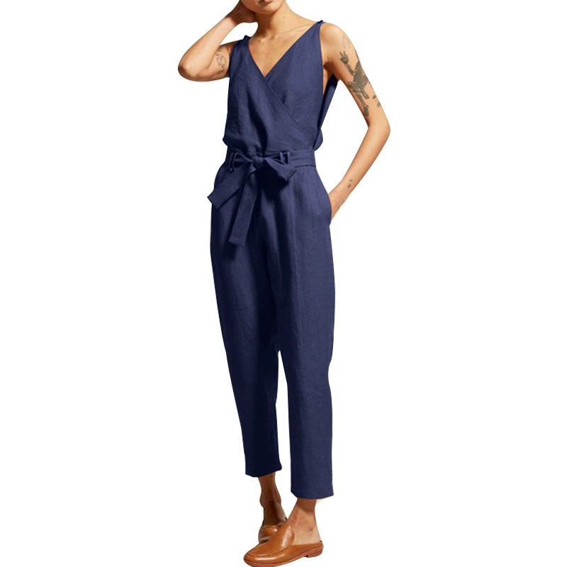 V-neck Casual Combination Oversized Jumpsuit