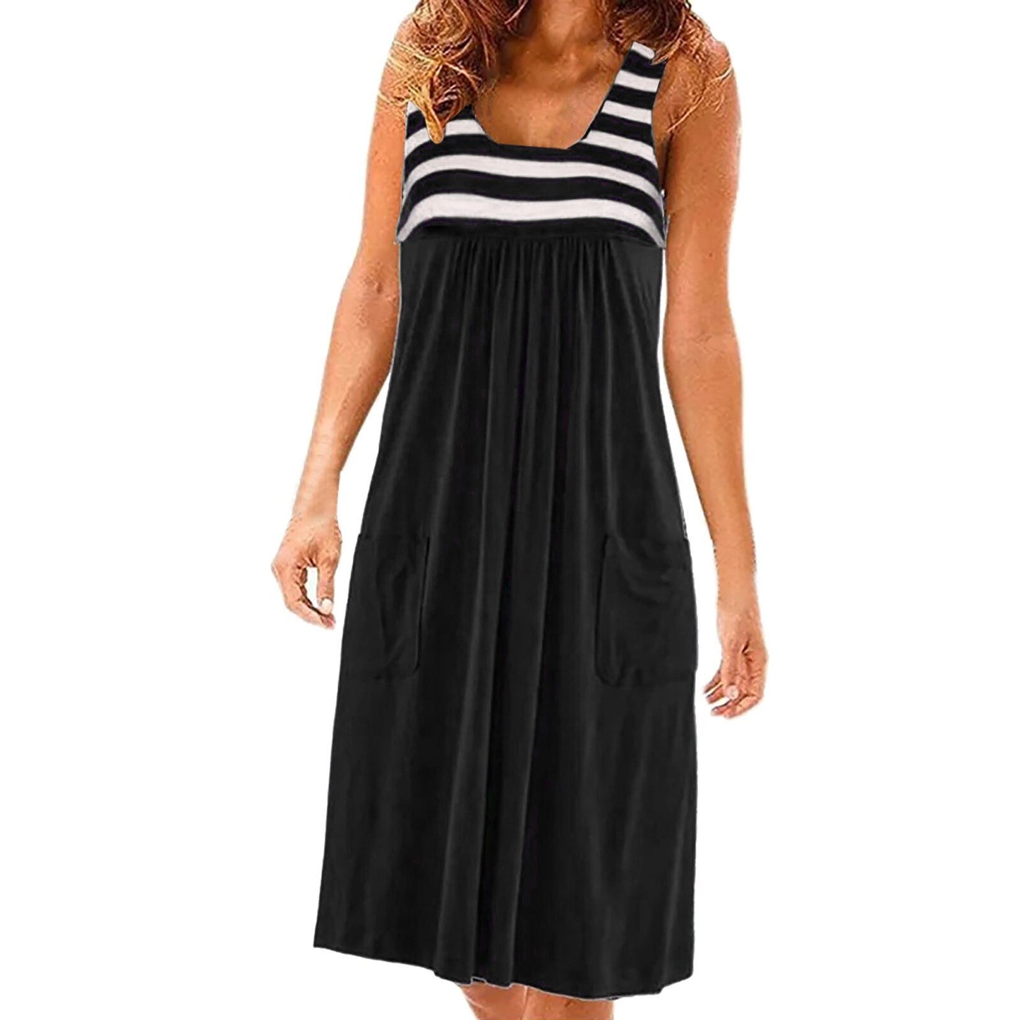 Pleated Sleeveless Casual Loose Sundress