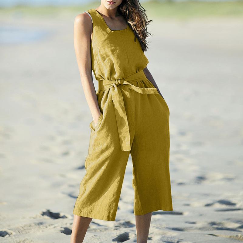 Square Neck Sleeveless Jumpsuit