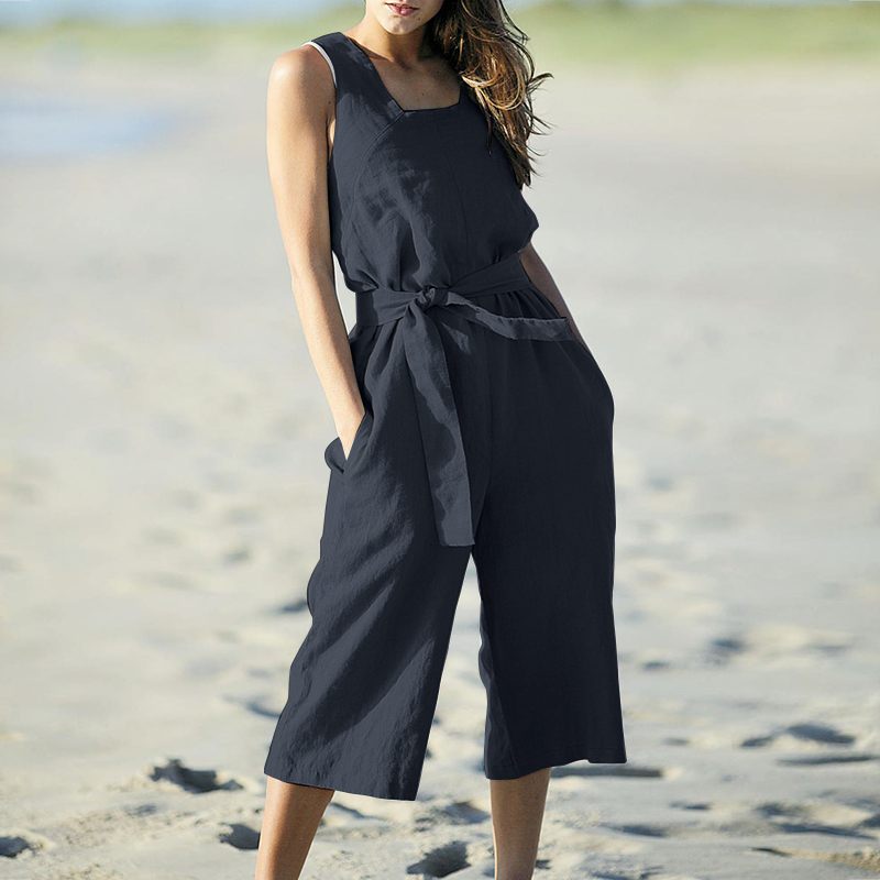 Square Neck Sleeveless Jumpsuit