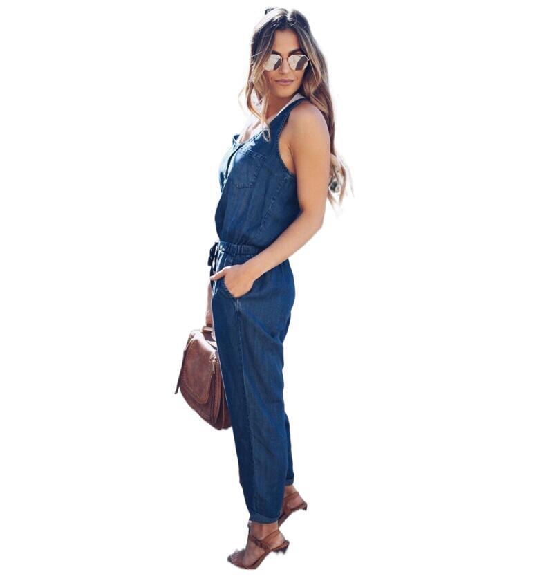 Denim Jumpsuits Straight Pants