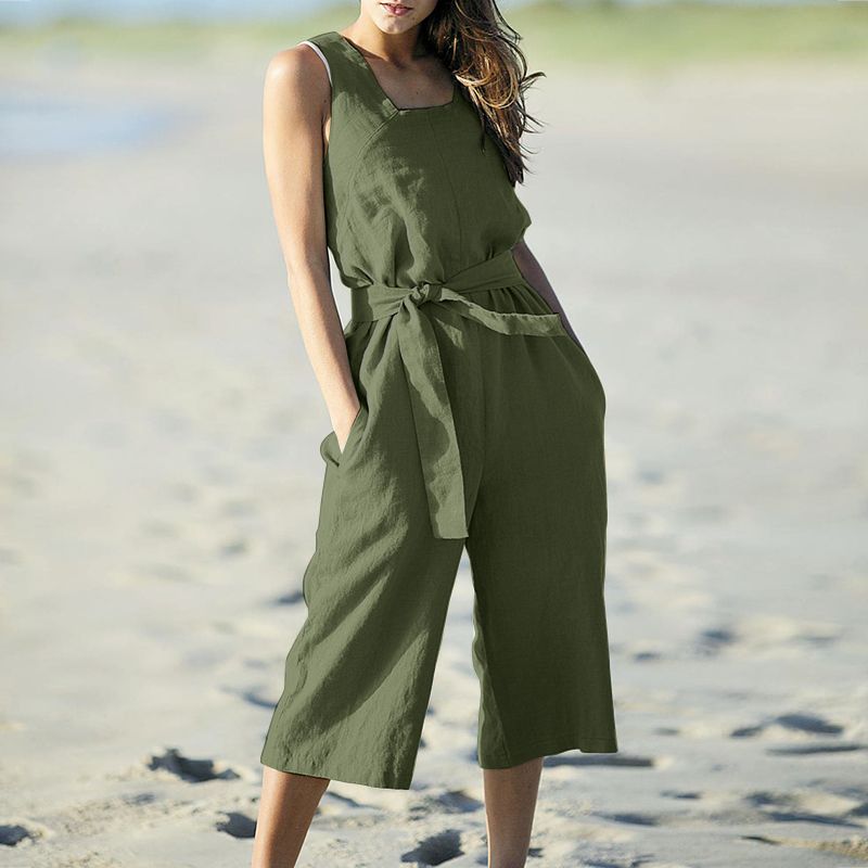 Square Neck Sleeveless Jumpsuit