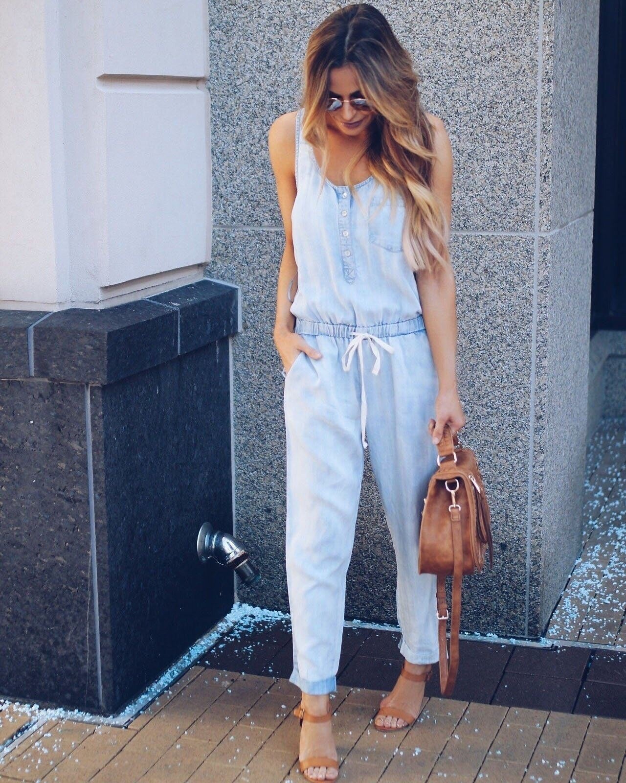 Denim Jumpsuits Straight Pants