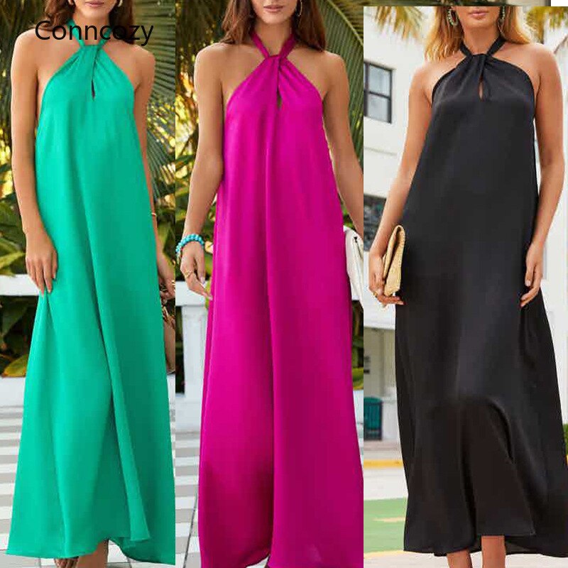 Solid Hollow Out Long Maxi Dress