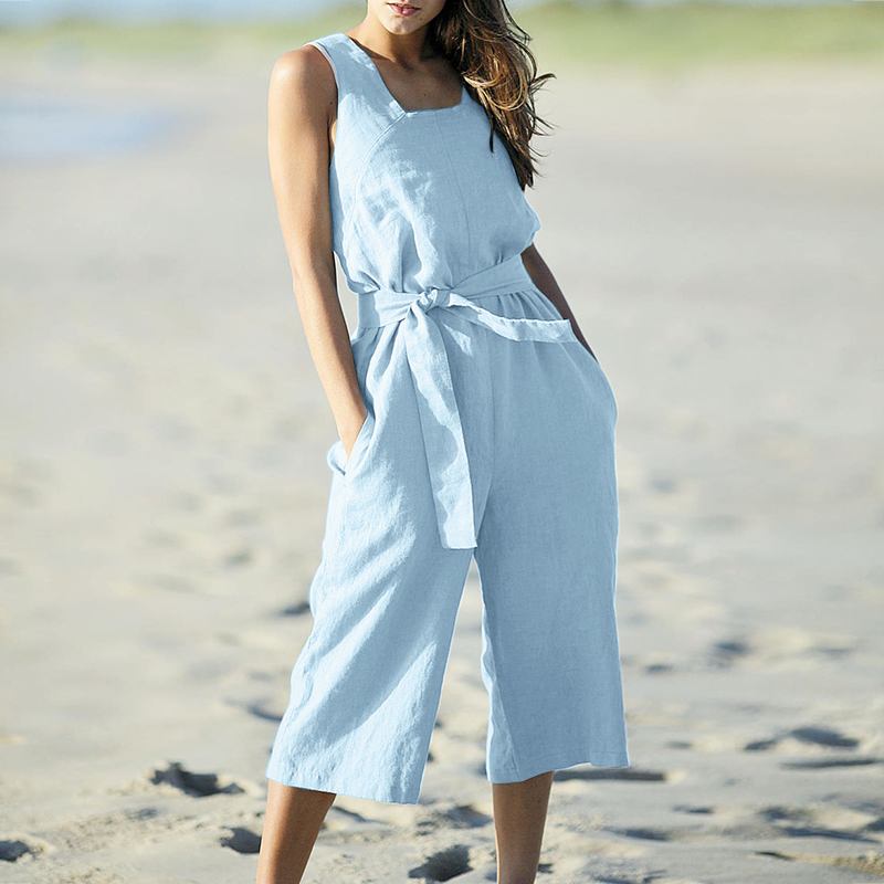 Square Neck Sleeveless Jumpsuit