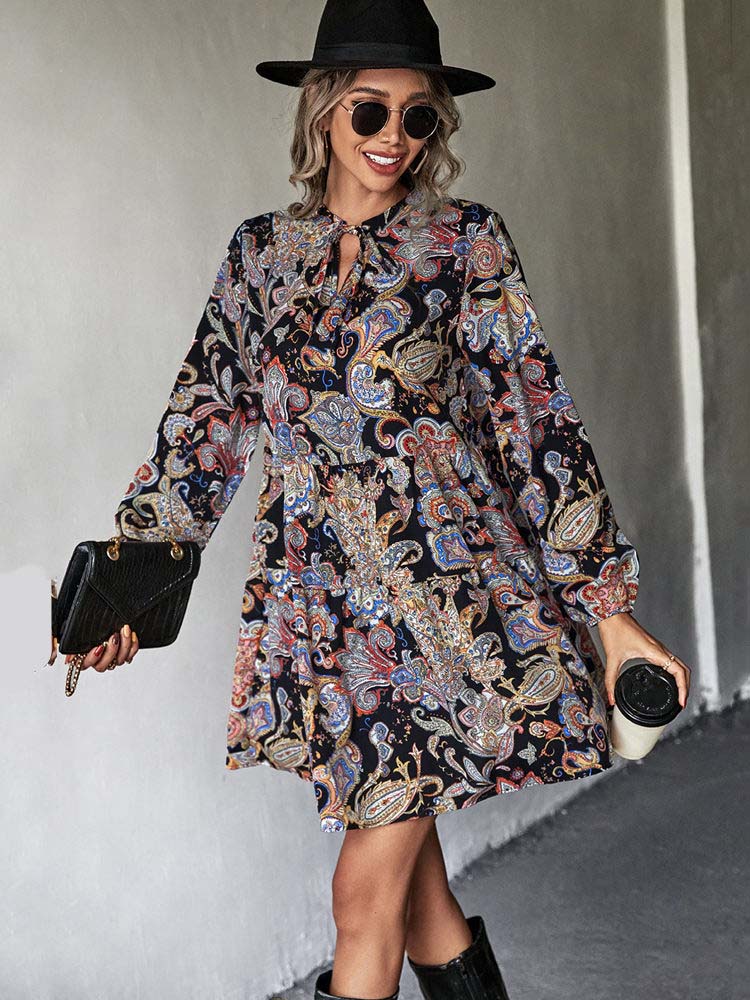 Floral Print Dress  Loose Midi