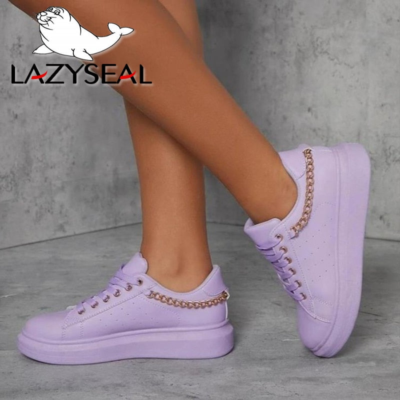 Chain Flats Shoes Rhinestone Ladies Purple Shoes