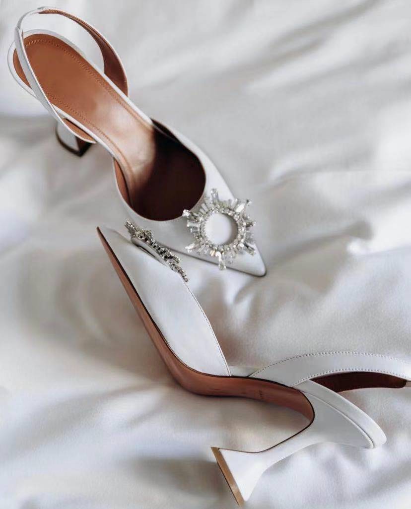 Amina Begum Crystal-embellished Satin Sling back Pumps