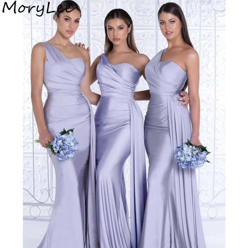 Bridesmaid Dresses Sweetheart One Shoulder Spandex Satin Mermaid Bridesmaid Dresses Lace Up Backs