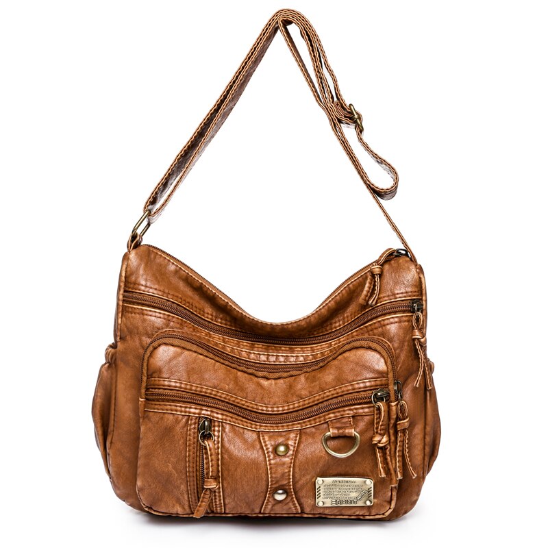 Soft Leather Shoulder Bags Multi-Layer Large Capacity