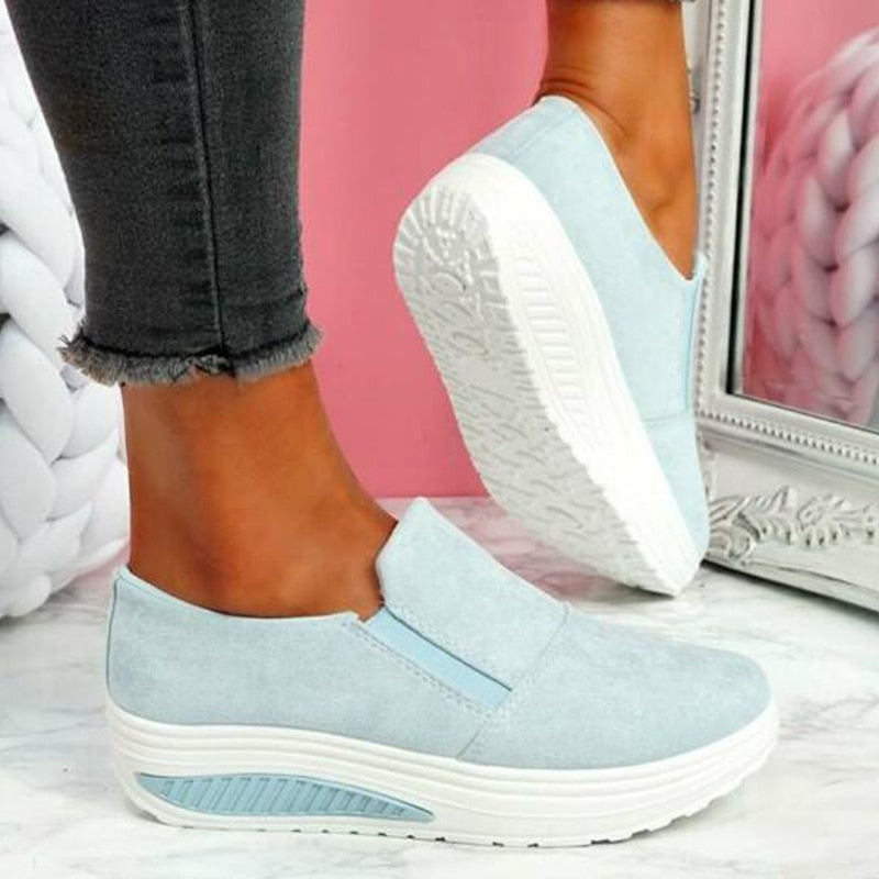 Women Sneakers Solid Color Flats Platform Lightweight Ladies Shoes Comfort Slip On Shallow Tennis Female Loafers Mujer Zapatos