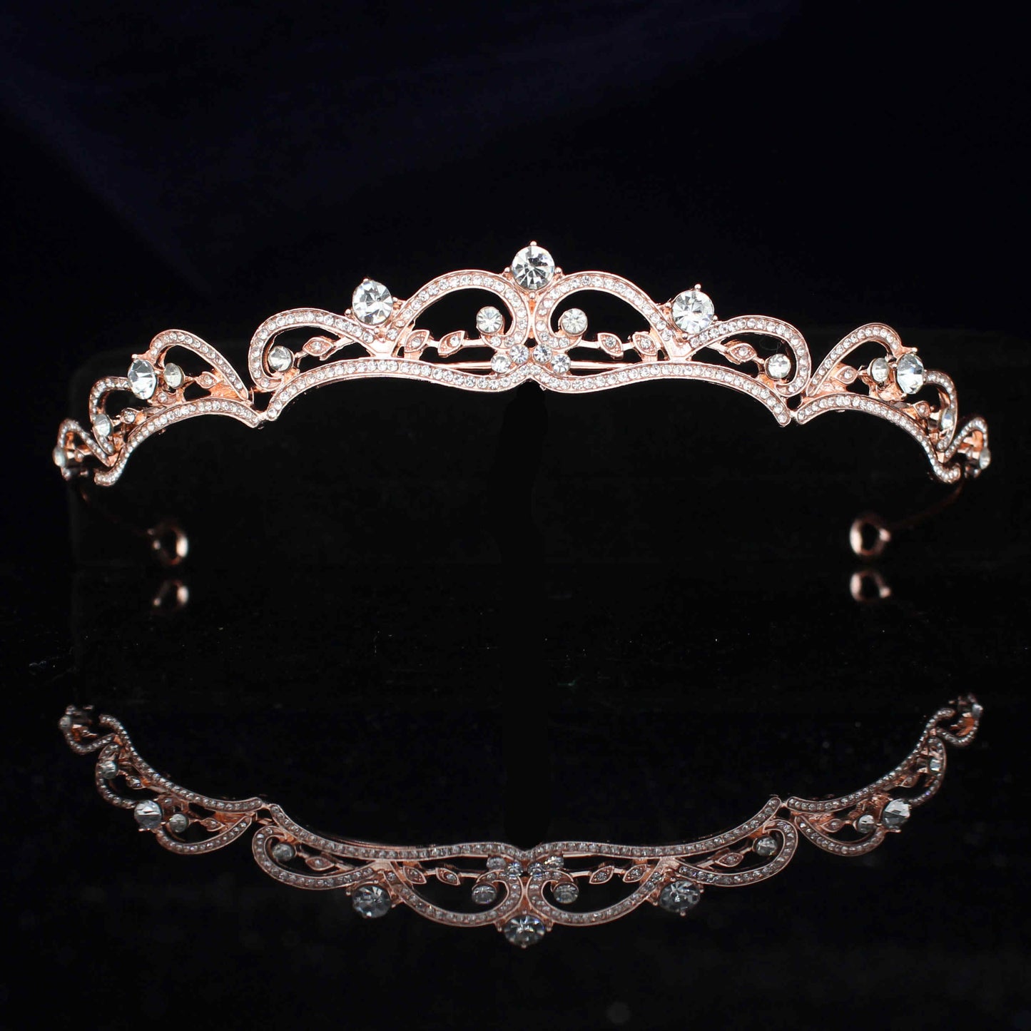 Rose Gold Bridal Tiara Crown Princess Bride Crystal Diadem For Women Prom Hair Ornaments Wedding Bridal Head Jewelry Accessories