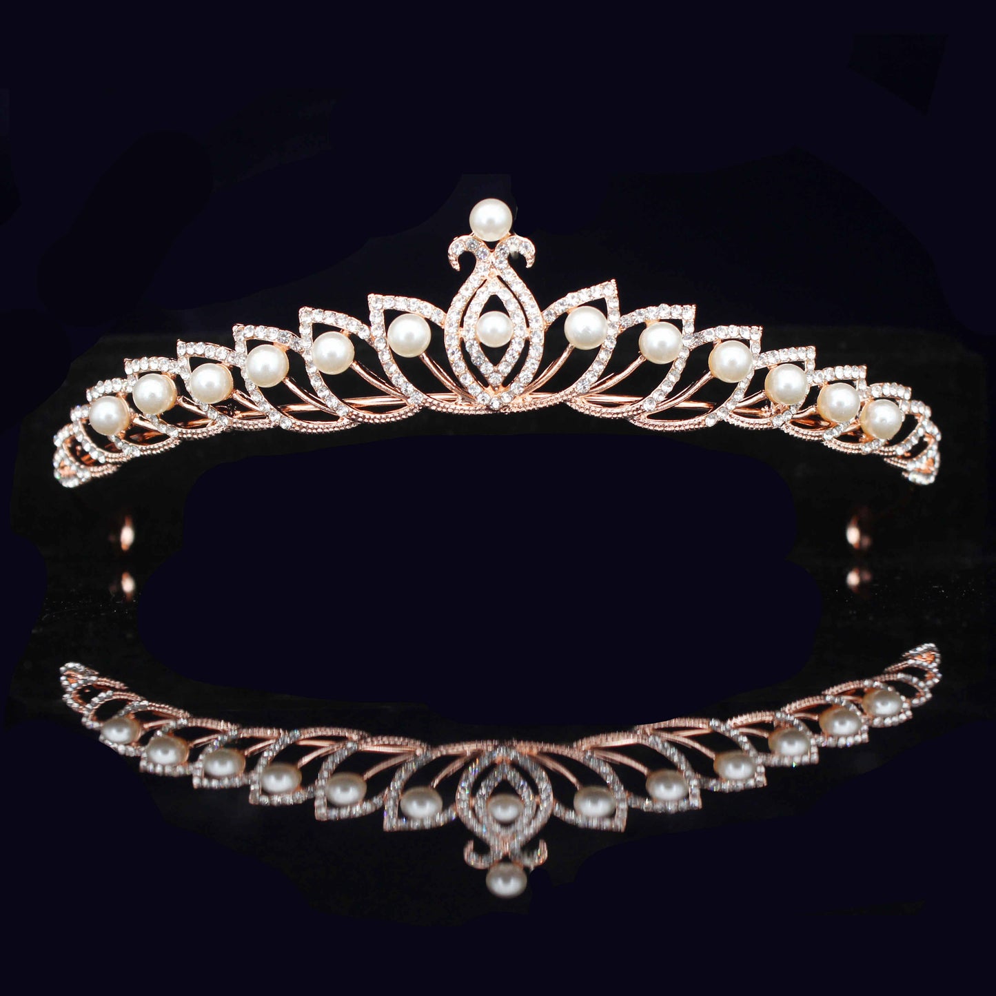 Rose Gold Bridal Tiara Crown Princess Bride Crystal Diadem For Women Prom Hair Ornaments Wedding Bridal Head Jewelry Accessories