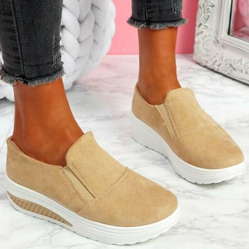 Women Sneakers Solid Color Flats Platform Lightweight Ladies Shoes Comfort Slip On Shallow Tennis Female Loafers Mujer Zapatos