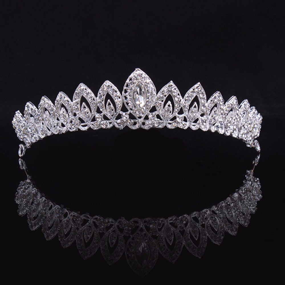 Rose Gold Bridal Tiara Crown Princess Bride Crystal Diadem For Women Prom Hair Ornaments Wedding Bridal Head Jewelry Accessories