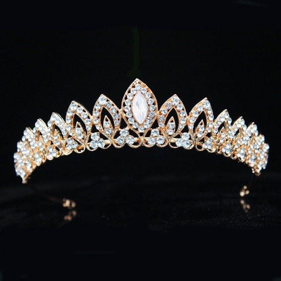 Rose Gold Bridal Tiara Crown Princess Bride Crystal Diadem For Women Prom Hair Ornaments Wedding Bridal Head Jewelry Accessories